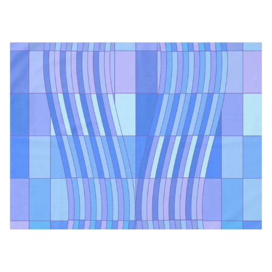 Blaue Farben Wavy-Rechtecke Tischdecke (Vorderseite (Horizontal))