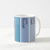 Blaue Farbpalette Ocean Paint Chips Kaffeetasse (VorderseiteRechts)
