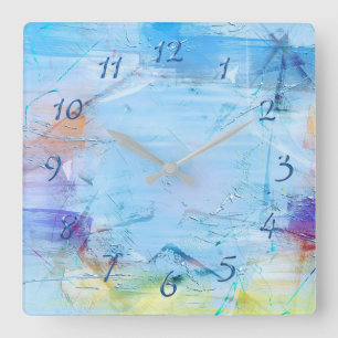 Blaue Farbpalette Quadratuhr Quadratische Wanduhr