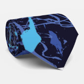 Blaue Farbspritzer Krawatte (Gerollt)