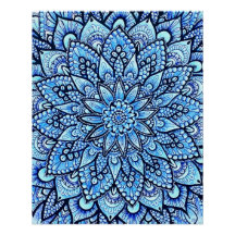 Blaue Farbstift-Mandala-Design Glänzendes Poster