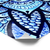 Blaue Farbstift-Mandala-Design Glänzendes Poster (Ecke)