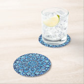 Blaue Farbstift-Mandala-Design-Kunst Runder Pappuntersetzer (Vor Ort)