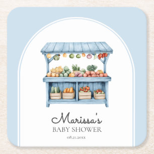 Blaue Farmers Market Baby Shower Rechteckiger Pappuntersetzer