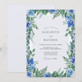 Blaue Farn-Hochzeit Einladung (Vorne/Hinten)