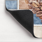 Blaue Faux-Denim-Creme Erste Kaffeebohnen Herz Mousepad (Ecke)