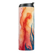 blaue Feder Aquarellmalerei Thermosbecher (Nach links gedreht)