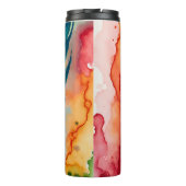 blaue Feder Aquarellmalerei Thermosbecher (Rückseite)