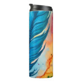 blaue Feder Aquarellmalerei Thermosbecher (Nach rechts gedreht)