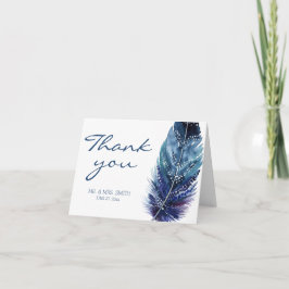 Blaue Feder Hochzeit Danksagungskarten Dankeskarte