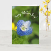 Blaue Feder - Karte (Gelbe Blume)