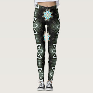blaue Feder Sternexplosion auf Schwarzem Leggings