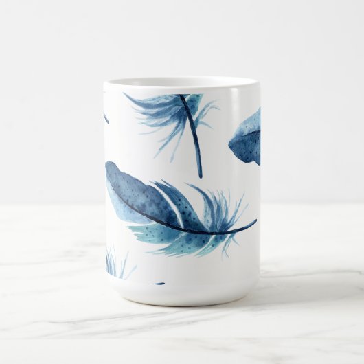 Blaue Feder-Tasse Kaffeetasse (Mittel)