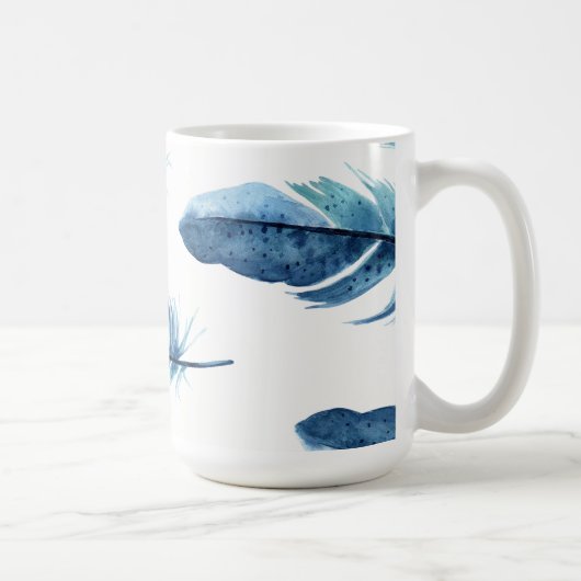 Blaue Feder-Tasse Kaffeetasse (Rechts)