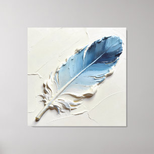 Blaue Feder-Wandkunst Impasto-Leinwanddruck Leinwanddruck