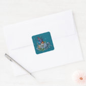 Blaue Fee für Blumendesign 2 Quadratischer Aufkleber (Umschlag)