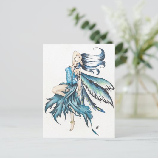 blaue Fee Postkarte (Stehend Vorderseite)
