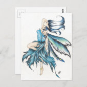 blaue Fee Postkarte (Vorne/Hinten)