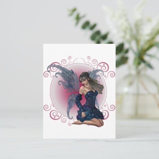 Blaue Fee Postkarte (Stehend Vorderseite)