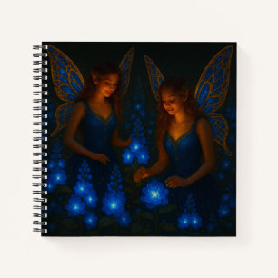 Blaue Fee Ruhig Friedlich Fantasie Blumenmuster Notizblock