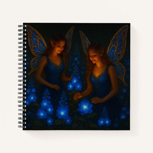 Blaue Fee Ruhig Friedlich Fantasie Blumenmuster Notizblock (Vorderseite)