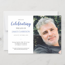 Blaue Feier der Beerdigung des Lebens mit Foto Magneteinladung