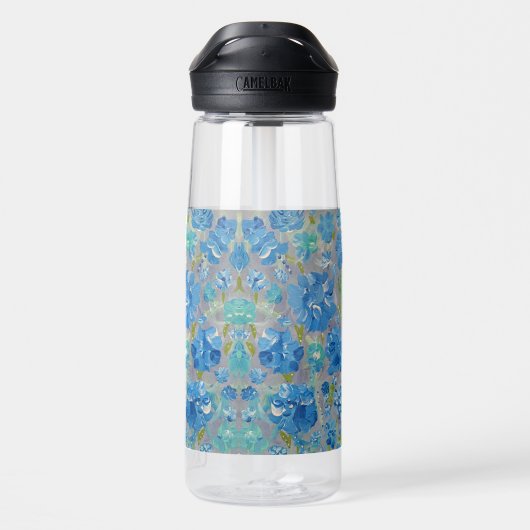 Blaue Feier Floral Wasser Flasche (Rückseite)