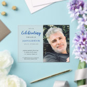 Blaue Feier mit Foto-Gedenkstätte Acryleinladungen (In Situ (Hochzeit))