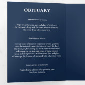 Blaue Feier zur Beerdigung des Fotos des Lebens Dreifach-gefaltete Programmkarte (Innen Erste Seite)