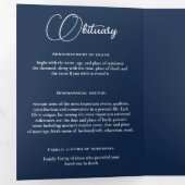 Blaue Feier zur Beerdigung des Fotos des Lebens Dreifach-gefaltete Programmkarte (Innen Erste Seite)