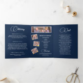 Blaue Feier zur Beerdigung des Fotos des Lebens Dreifach-gefaltete Programmkarte (Innenseite)