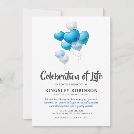 Blaue Feier zur Beerdigung des Lebens Einladung (Vorderseite)