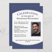 Blaue FEIERUNG DER Beerdigung von LEBENSFoto Einladung (Vorne/Hinten)