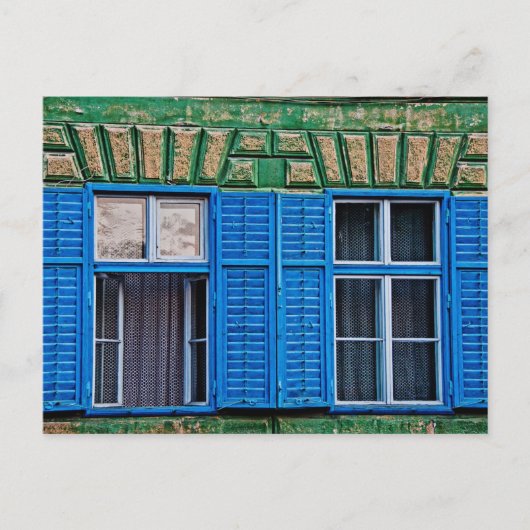 Blaue Fenster Postkarte (Vorderseite)