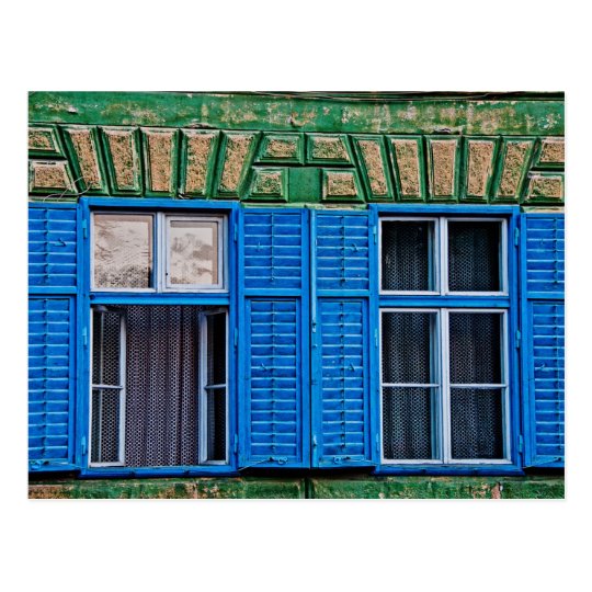 Blaue Fenster Postkarte Zazzle