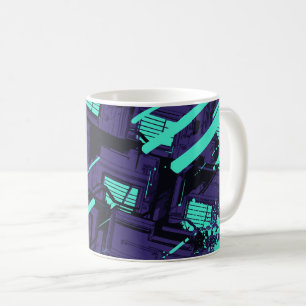 blaue Fenster Über ein digitales Gitter Kaffeetasse