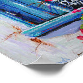 Blaue Fensterläden mit Bougainvillea Poster (Ecke)