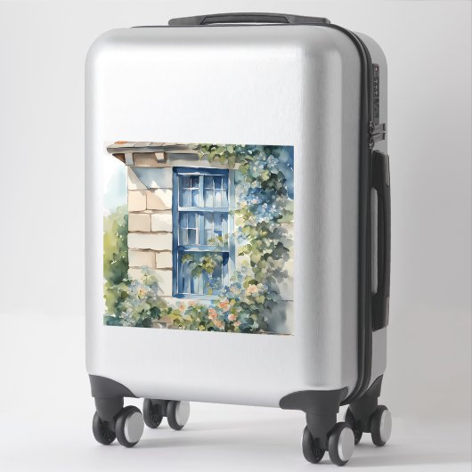 Blaue Fenstersteinmauer Cottage Reben Aufkleber (Koffer)