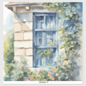 Blaue Fenstersteinmauer Cottage Reben Aufkleber (Blatt)
