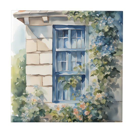 Blaue Fenstersteinmauer Cottage Reben Fliese (Vorderseite)