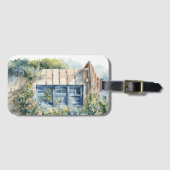 Blaue Fenstersteinmauer Cottage Reben Gepäckanhänger (Vorderseite (Horizontal))