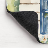 Blaue Fenstersteinmauer Cottage Reben Mousepad (Ecke)