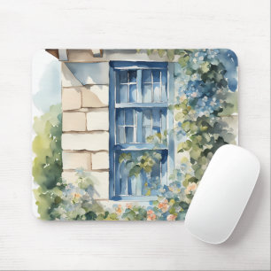 Blaue Fenstersteinmauer Cottage Reben Mousepad