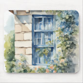 Blaue Fenstersteinmauer Cottage Reben Mousepad (Vorne)