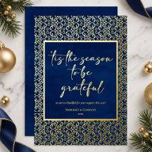 Blaue festliche Unternehmens-Weihnachtskarte mit G