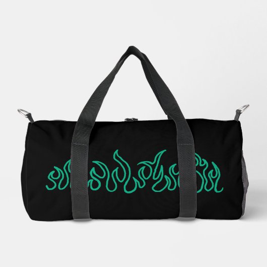 Blaue Feuerflammen lodernde Umrandung Duffle Bag (Vorderseite)