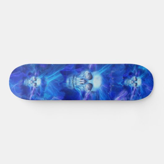 Blaue Feuerschädel Skateboard (Horizontal)