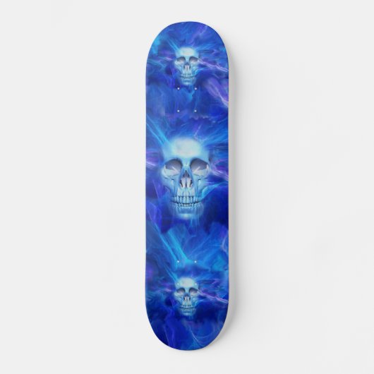 Blaue Feuerschädel Skateboard (Vorderseite)