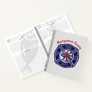 Blaue Feuerwehr-Abzeichen-Logo individuell angepas Notizblock