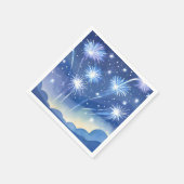 Blaue Feuerwerk | Feuerwerk-Feier Wasserfarben Serviette (Ecke)